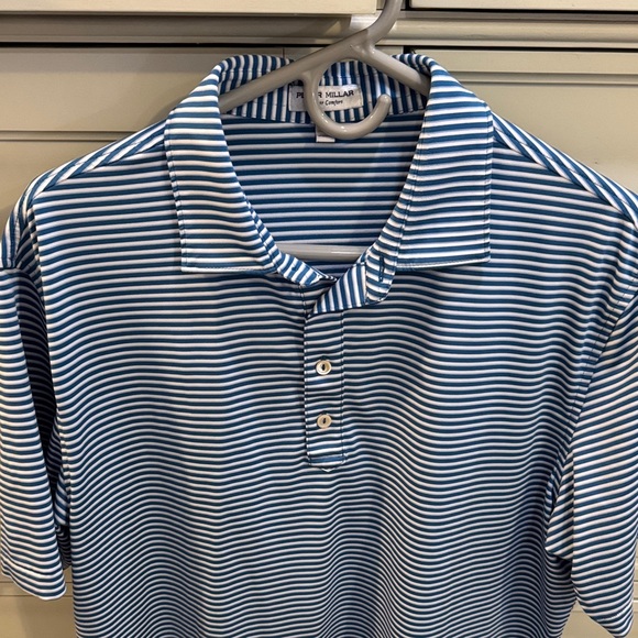 Peter Millar Navy and White Striped Polo Shirt - Picture 3 of 5